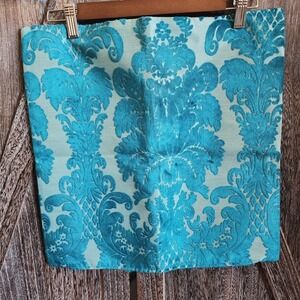 Hobby Lobby Throw Pillow Cover Teal Aqua Damask Velvet Look Zipper Close 17x17